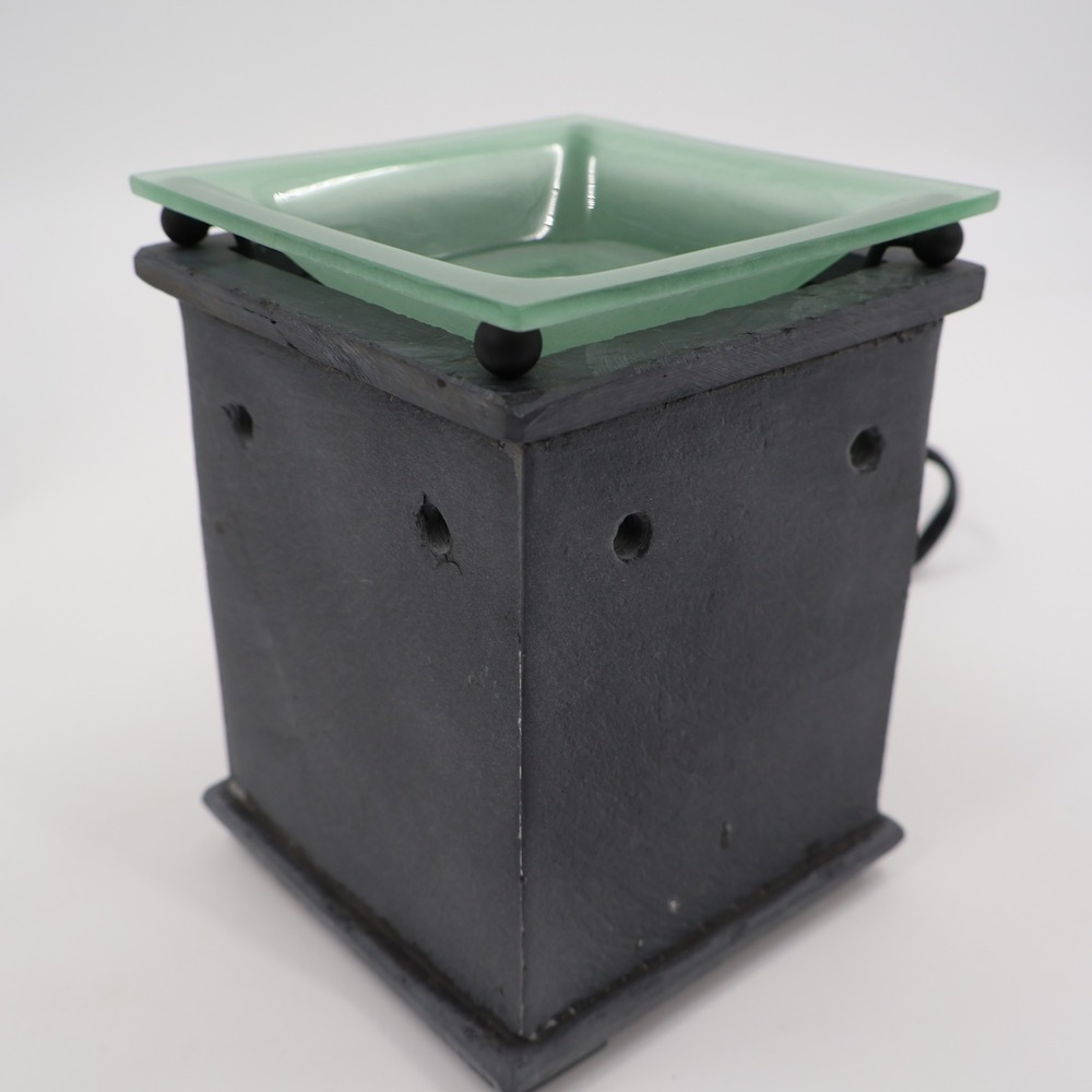 Scentsy‎ Shale Wax Warmer Full Size Gray Green Ceramic Glass Wickless 2010